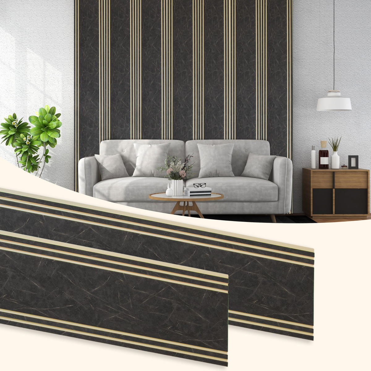 Plantex Louvers Panel for Wall/8 Feet Wall Panels/3D Charcoal Panel for Interior Walls Decor - Pack of 5 Covers - 40 Sq. Ft, Size-1 Feet x 8 Feet (WD-2208)-1