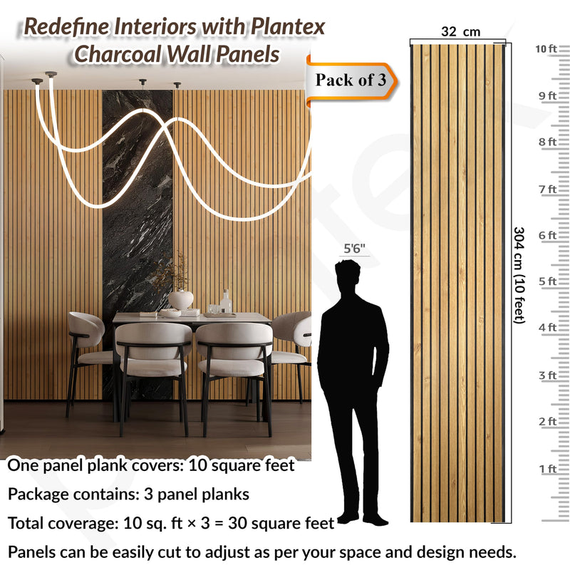 Plantex PVC 3D Fluted Wall Panels for Interior Decor/Louvers Wall Panel 10 Feet/Eco-Friendly PVC Panels/Pack of 3 Covers 30 Sq. Ft (Golden Oak - 9G)-2