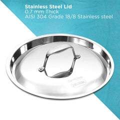 Hawkins 3 Litre Pro TriPly Stainless Steel Milk Pan with Stainless Steel Lid, Milk Pot, Sauce Pan, Silver (PSMP30S)