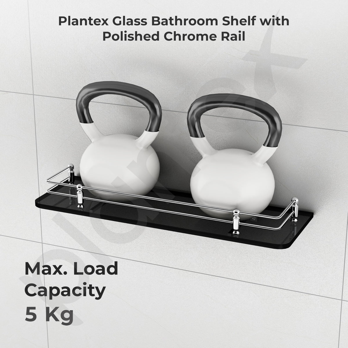 Plantex Premium Black Glass Shelf for Bathroom/Kitchen/Living Room - Bathroom Accessories (Polished, 18x6 Inches) - Pack of 1-6