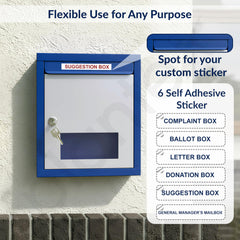 Plantex All in One Multipurpose Letter Box/Suggestion Box for Office/Post Box for Home gate/Donation Box/Complaint Box/with Lock - Pack of 5 (Blue & Ivory)-3