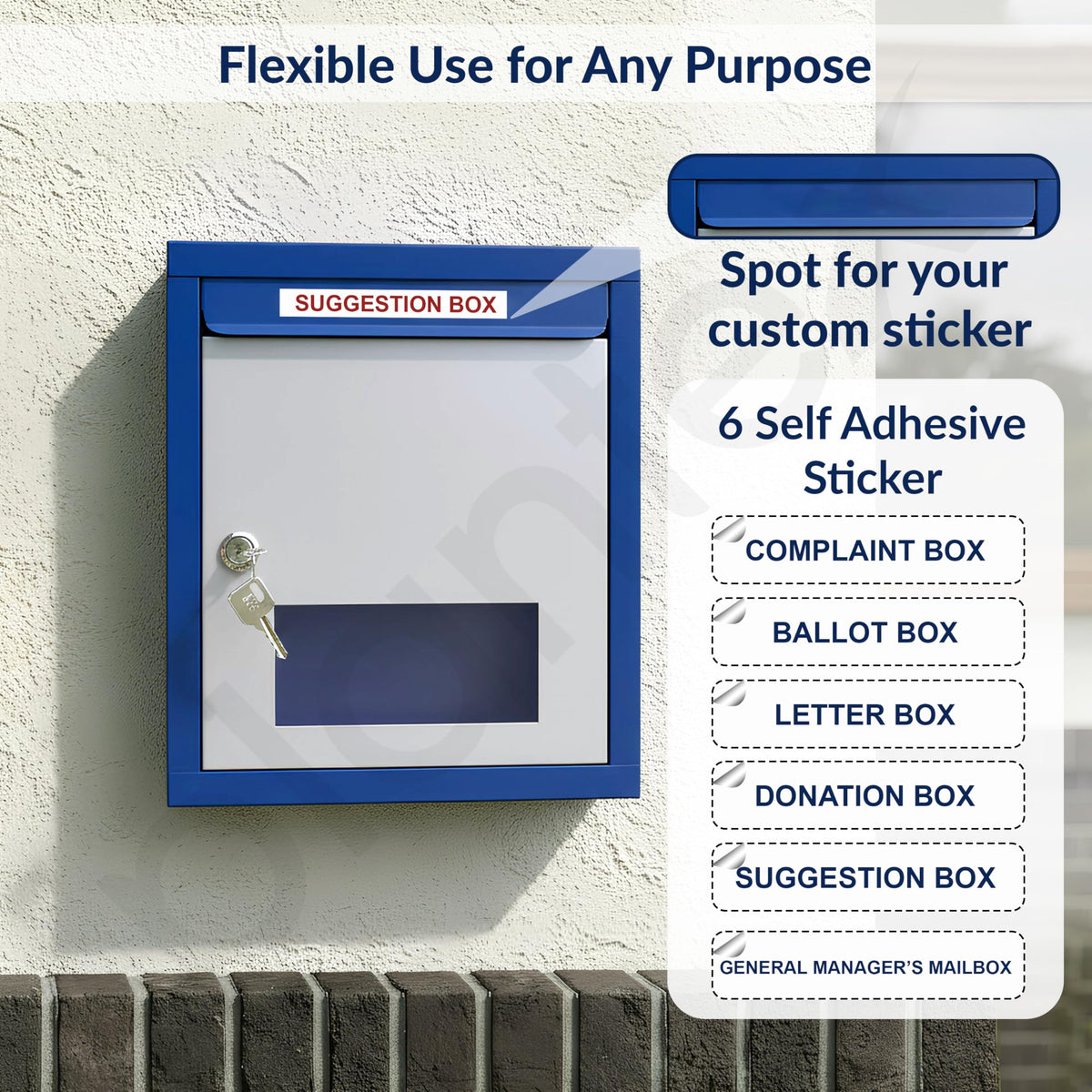 Plantex All in One Multipurpose Letter Box/Suggestion Box for Office/Post Box for Home gate/Donation Box/Complaint Box/with Lock - Pack of 5 (Blue & Ivory)-3