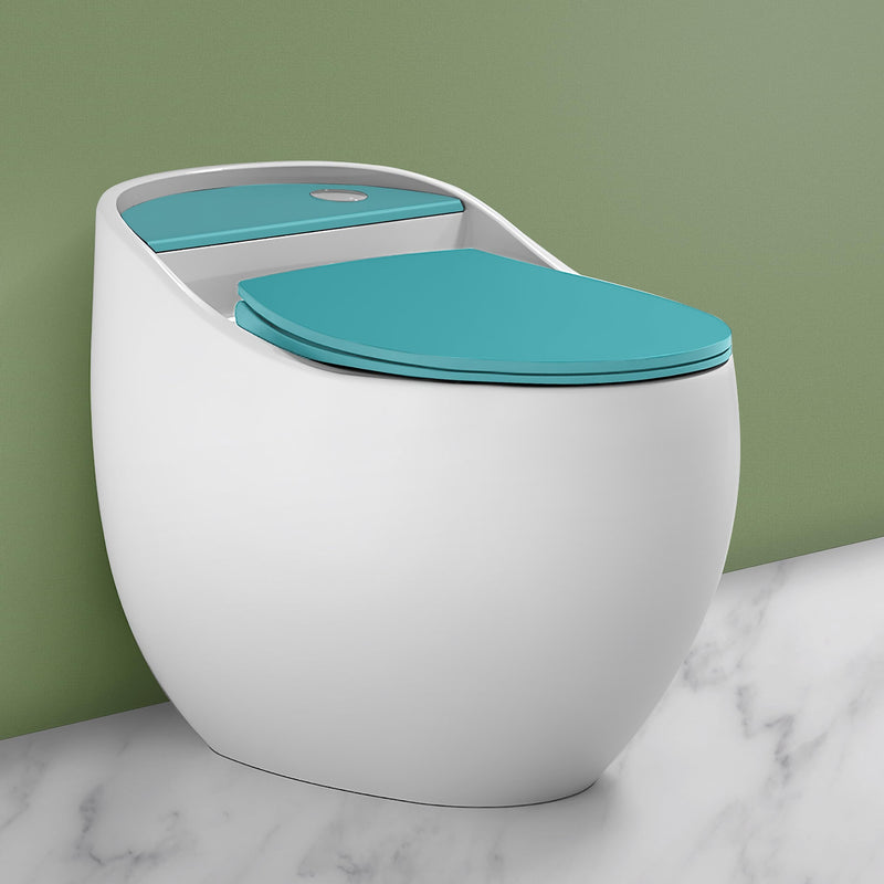 Plantex Imported Platinum Ceramic Western Toilet With Siphonic Vacuum Jet Flush/Water Closet/One Piece Commode With Soft Close Toilet Seat - S Trap Outlet (White and Blue)-1