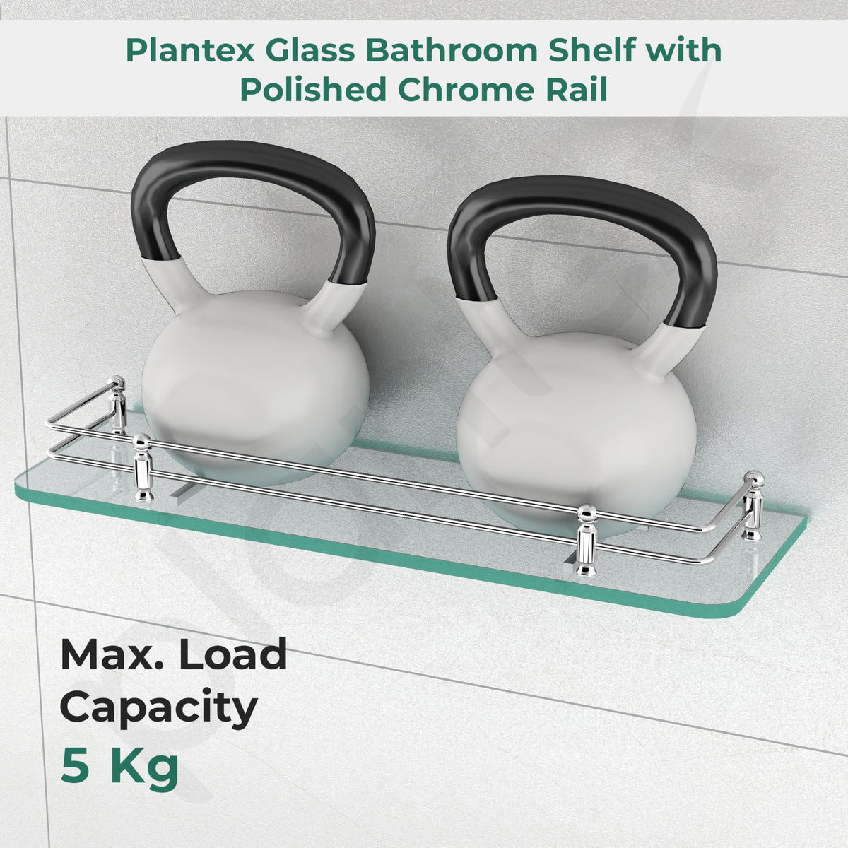 Plantex Premium Transparent Glass Shelf for Bathroom/Kitchen/Living Room - Bathroom Accessories (Polished, 18x6 Inches) - Pack of 2-6