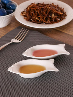 Clay Craft Basics Small and Smart Soy Sauce Dish-Fish Shaped (25ml) Set of 4 Perfect for Modern Kitchen