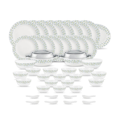 Diva by La Opala, Pearl Collection, Opal Glass Dinner Set 47 pcs, Silky Cluster, White