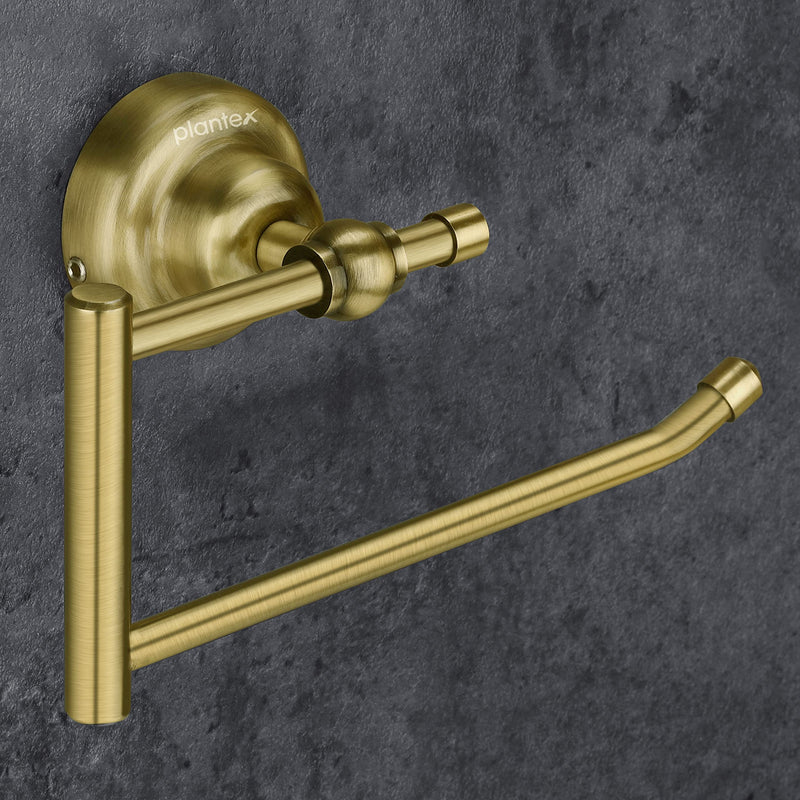 Plantex 304 Grade Stainless Steel Bathroom Accessories Set of 3 - Towel Stand/Napking Hanger/Dual Soap Holder for Bathroom - Skyllo (Brass Antique)-5