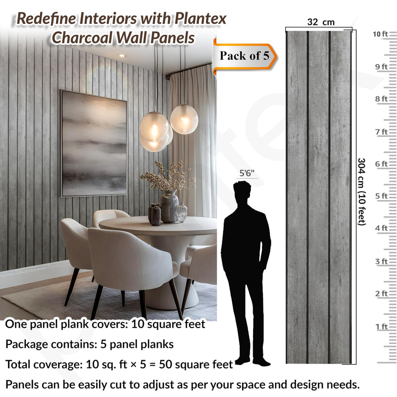 Plantex 3D PVC Louvers Panel for Wall Decor/Fluted Wall Panel 10 Feet/Eco-Friendly PVC Panels for Home & Office Interiors/Pack of 5 Covers 50 Sq. Ft (IMineral Grey)-2