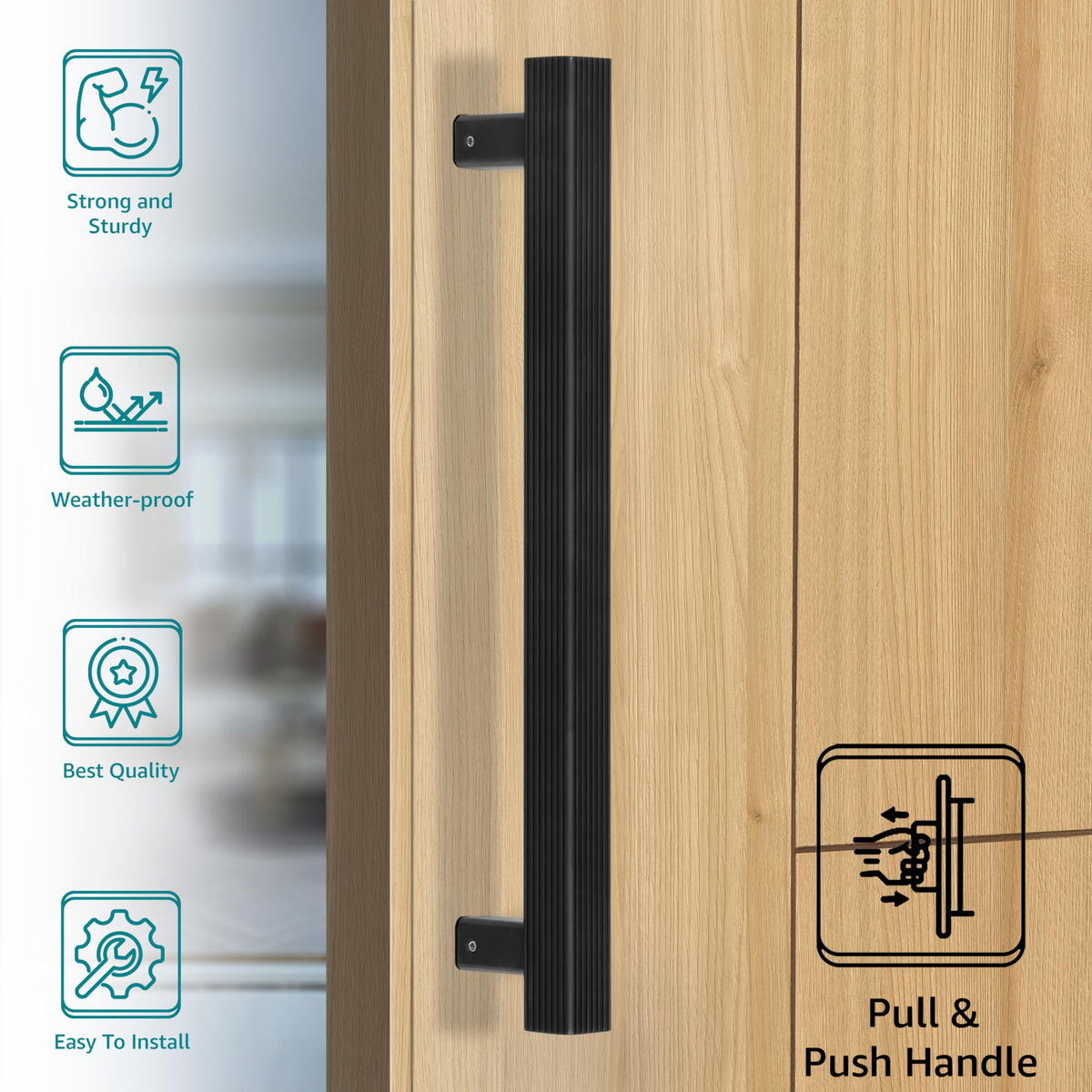 Plantex Heavy Duty Door Handle/Door & Home Decor/14-inches Main Door Handle/Door Pull Push Handle/3 Years Warranty Pack of 1 (236-Black Finish)-2