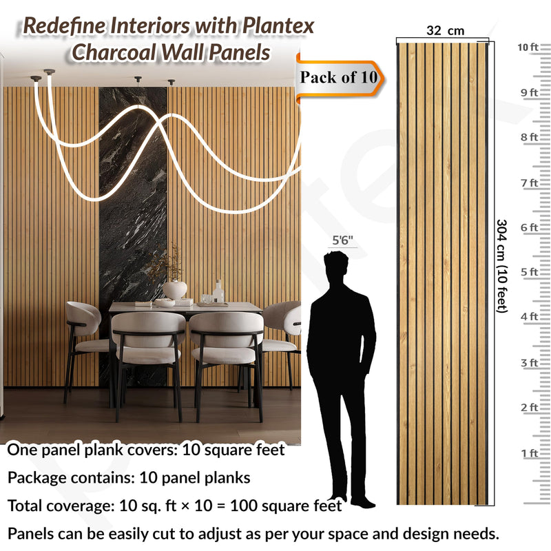 Plantex PVC 3D Fluted Wall Panels for Home Decor/Louvers Wall Panel 10 Feet/Eco-Friendly PVC Panels/Pack of 10 Covers 100 Sq. Ft (Golden Oak - 9G)-2