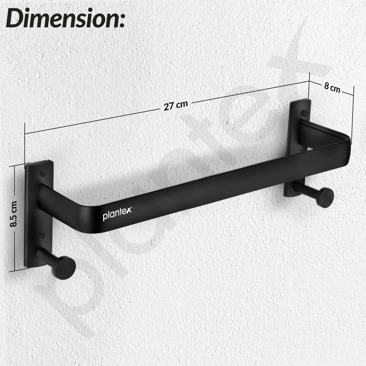 Plantex Single Towel Rod for Bathroom/Cloth Hanger for Wall/Towel Holder/9 Inch Towel Bar/Bathroom Accessories (1511, Black)-3