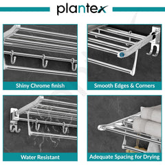 Plantex Eco Stainless Steel Folding Towel Rack/Towel Hanger for Bathroom/Wall Mounted Towel Rack/Bathroom Accessories Set(24-inch) Chrome-2
