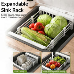 Plantex Sink Strainer Basket/Stainless Steel & ABS Plastic Vegetable Washing Sink Strainer/Kitchen Storage Rack Stand- Pack of 1 (White)-5