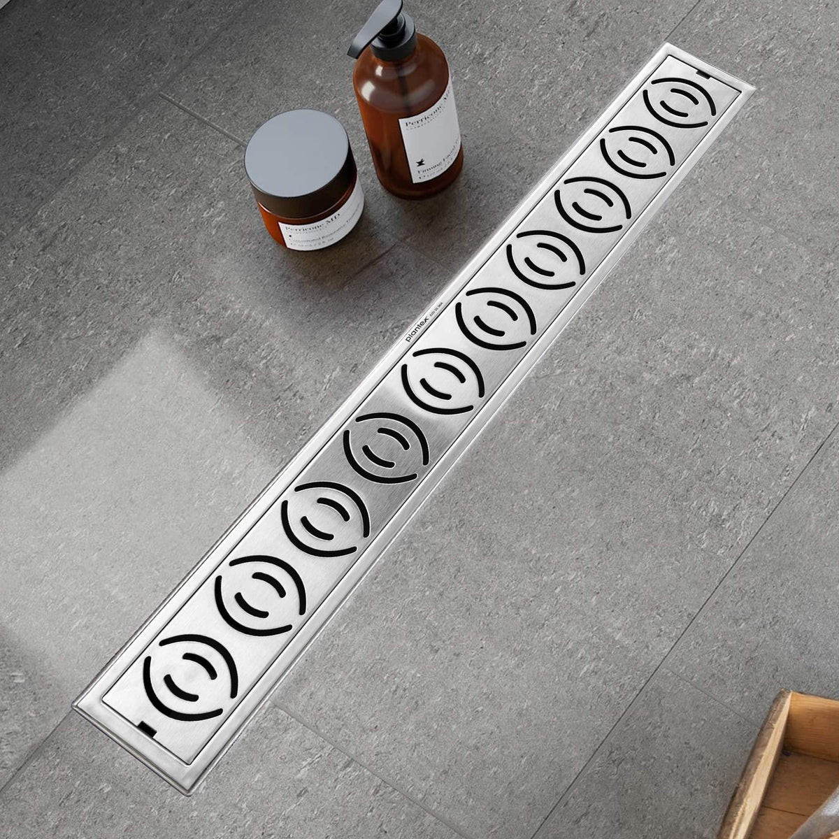 Plantex Drain Cover/304 Grade Stainless Steel Long Shower Drain/Drainage Cover/Bathroom Drain Cover/Floor Drainer with Cockroach Trap (10 x 45 cm - Matt) (D418-Lotus)-1