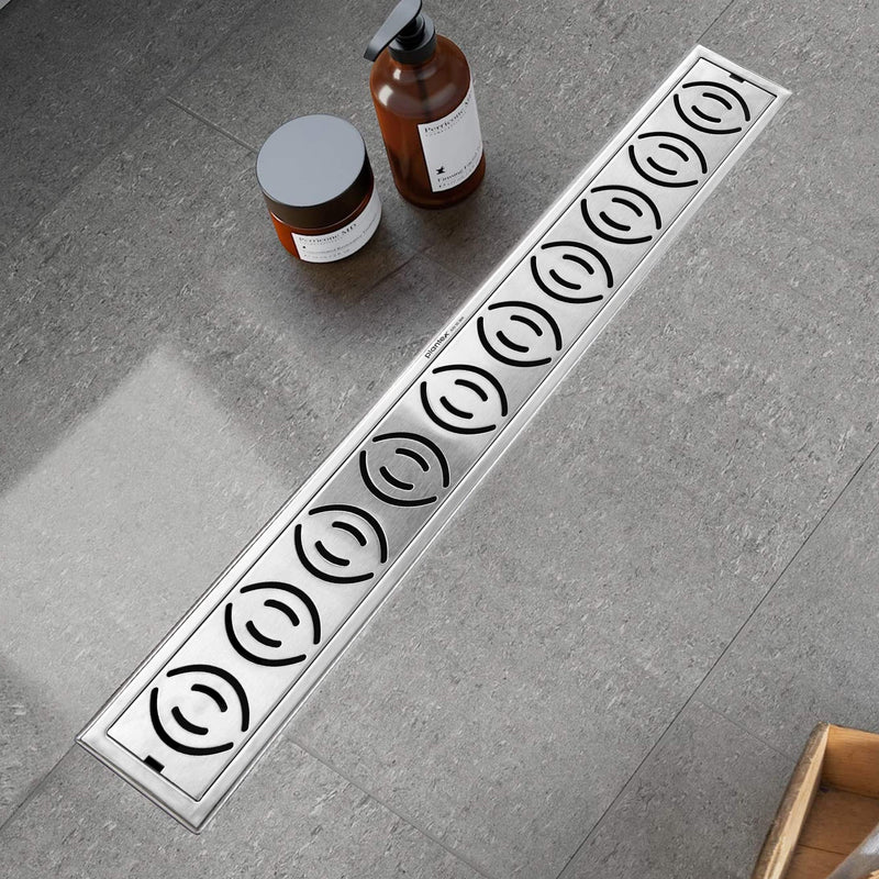 Plantex Drain Cover/304 Grade Stainless Steel Long Shower Drain/Drainage Cover/Bathroom Drain Cover/Floor Drainer with Cockroach Trap (10 x 45 cm - Matt) (D418-Lotus)-1