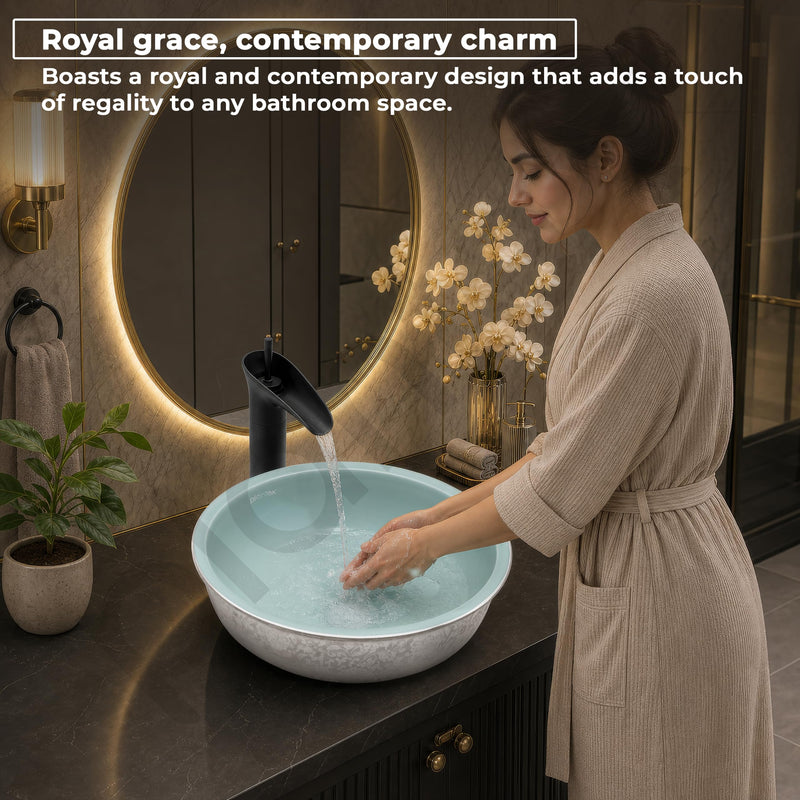 Plantex Ceramic Round Basin for Bathroom/ Table Top Basin/ Washbasin for Bathroom/ Restaurant/Hotel (16.5 x 16.5 x 6 Inch)-6
