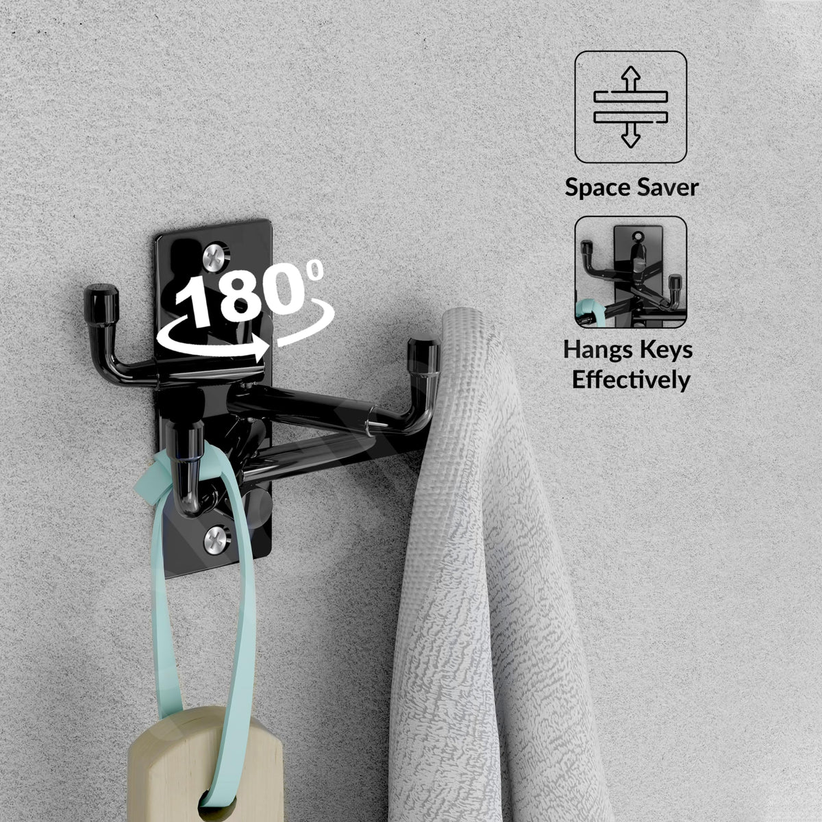 Plantex Hook for Wall/Stainless Steel Flexible Hook/Hanging Hook for Bathroom/Clothes Hanger - Pack of 4 (Black)-4
