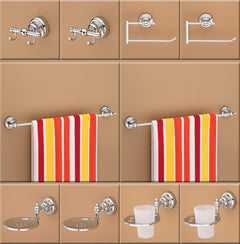 Plantex SS - 304 Grade Bathroom Accessories Set/Bathroom Hanger for Towel/Towel Bar/Napkin Ring/Tumbler Holder/Soap Dish/Robe Hook (Skyllo - Pack of 10)-1