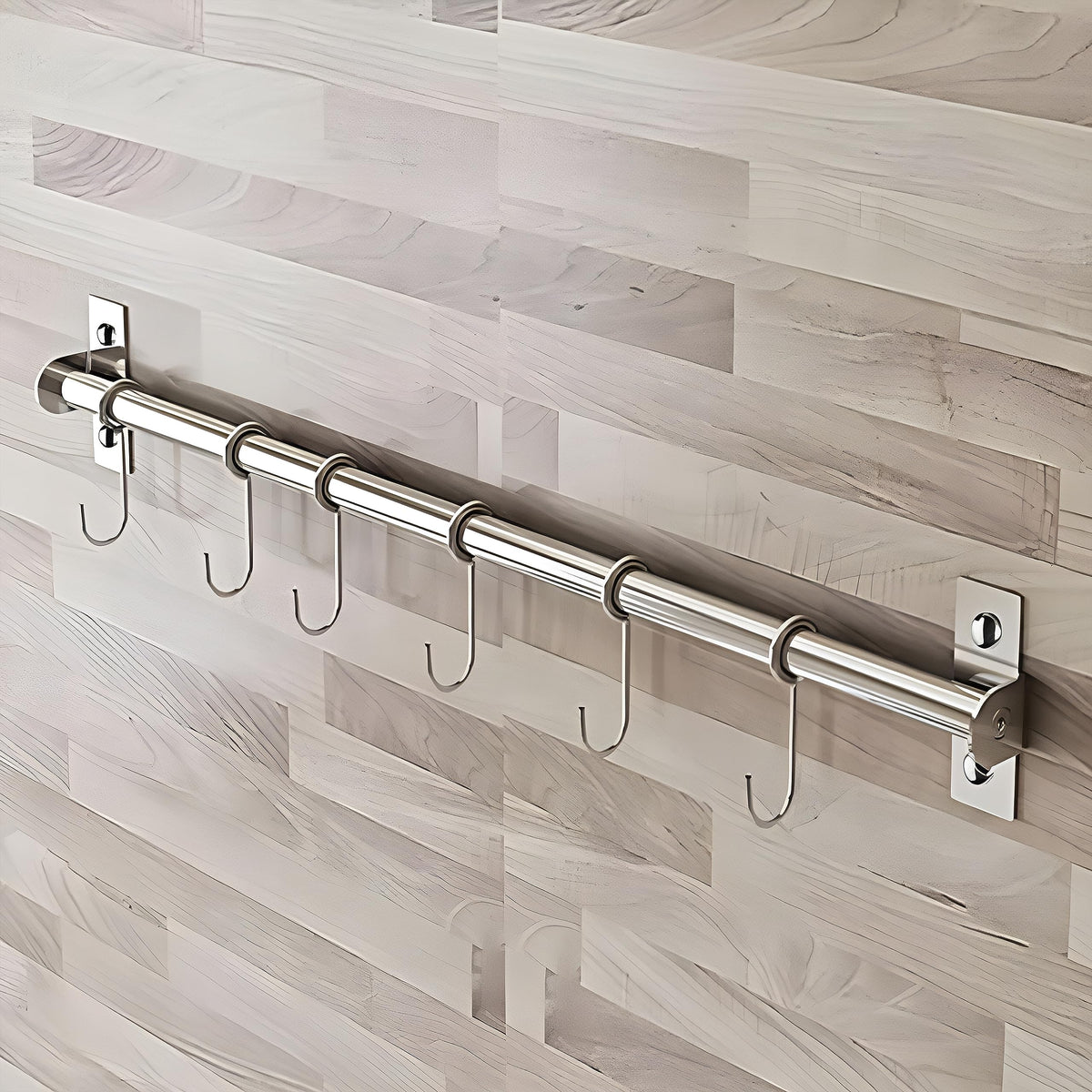 Plantex Anti Rust 304 Grade Stainless Steel Hook Hanger Rail/Clothes Hanger for Wall/Hook Rail for Bathroom and Kitchen (Silver)