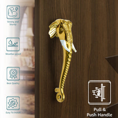 Plantex Heavy Duty Elephant Shape Handle for Main Door/Pull Push 11-Inches Main Door Handle for Home Decor/3 Years Warranty Pack of 1 (Golden Finish)-2