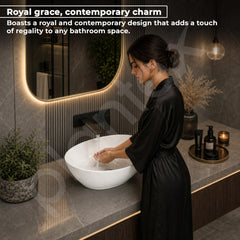 Plantex Ceramic Basin/Wash Basin for Bathroom/Tabletop Wash Basin/Bathroom Basin (Cadiz, White)-4