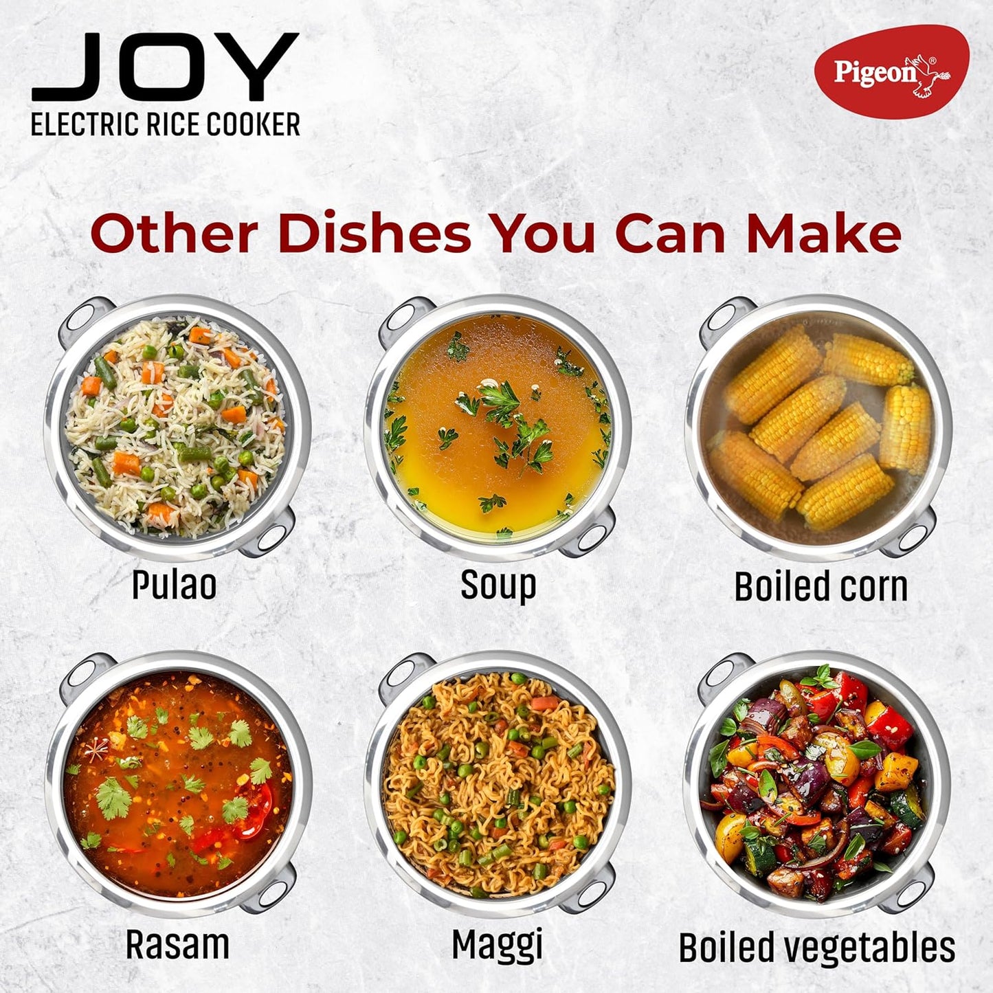 Pigeon by Stovekraft Joy Rice Cooker with Single pot, 1 litres. (White) | Toughened Glass Lid | 400 Watts | Aluminium Cooking Pot | Measuring Cup| Spatula | Energy Efficient Cooking