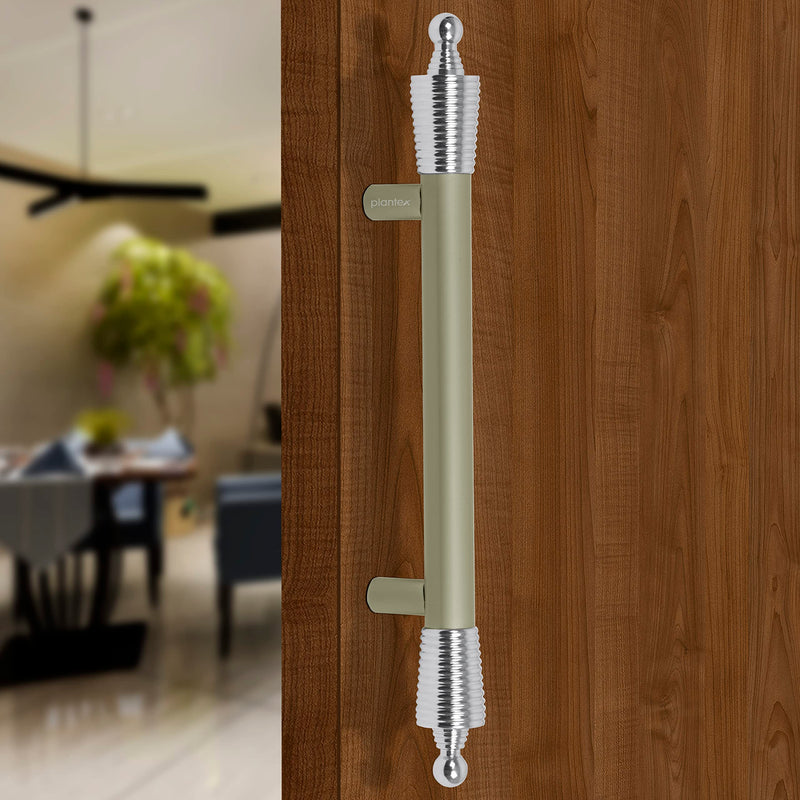 Plantex Heavy Duty Main Door Handle/14 inches Door Handles for Main Door/Pull Push Handle for Wooden & Glass Door Handle - Pack of 1 (Satin White & Chrome) - 3 Years Warranty-1