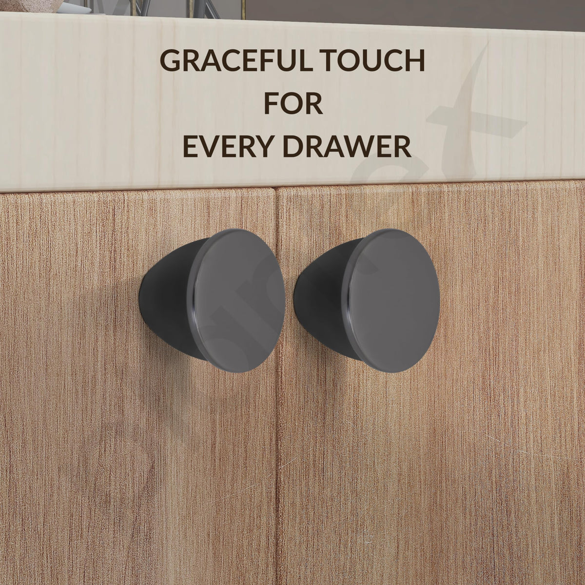 Plantex Knobs for Drawer/Knobs for Cabinets/Pull-Push Knobs for Kitchen,Bedroom Drawer & Wardrobe - Pack of 4 (Satin Black & Black)-2