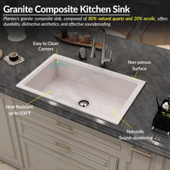 Plantex Undermount Sink for Kitchen/Quartz Acrylic Kitchen Sink with 10 Years Warranty by Plantex/Granite Single Bowl Sinks with Coupling (Rayon 32x20 Inches)-5