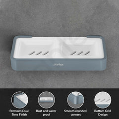 Plantex Aluminium and Acrylic Dual Soap Case/Double Soap Holder for Bathroom/Soap Stand/Bathroom Accessories - (Grey and Milky White)-4
