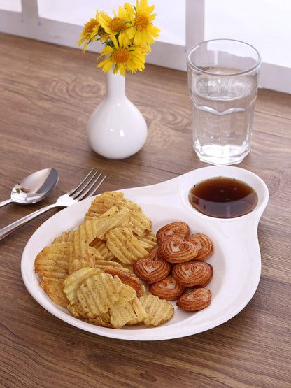 Clay Craft Basics White Ceramic Serving Bowl Set, Stackable can be Served as Dipping Bowls, chatni Bowls,Sauce Bowls, Soy Sauce and Ketchup Bowls(Set of 4)