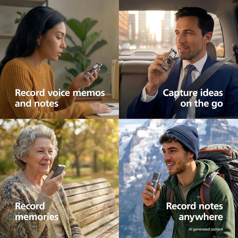 Philips DVT1170 VoiceTracer, Audio Recorder, 8GB, Micro SD Card Slot, 360° Microphone for Excellent Sound