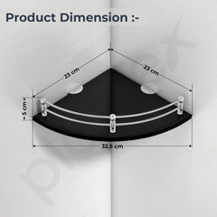 Plantex Glass Corner Shelf for Bathroom/Bathroom Glass Shelf/Bathroom Corner Shelf/Corner Shelf for Kitchen (Black-9x9 Inches-Pack of 3)-2