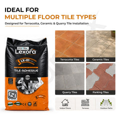 Plantex Lexora Tile Adhesive for Terracotta/Ceramic & Quarry Tiles/Polymer Modified Cement Adhesive for Floor & Wall Tiles Fixing/ Kitchen & Bathroom‚ Use - 20kg (LX-01, Grey)-2