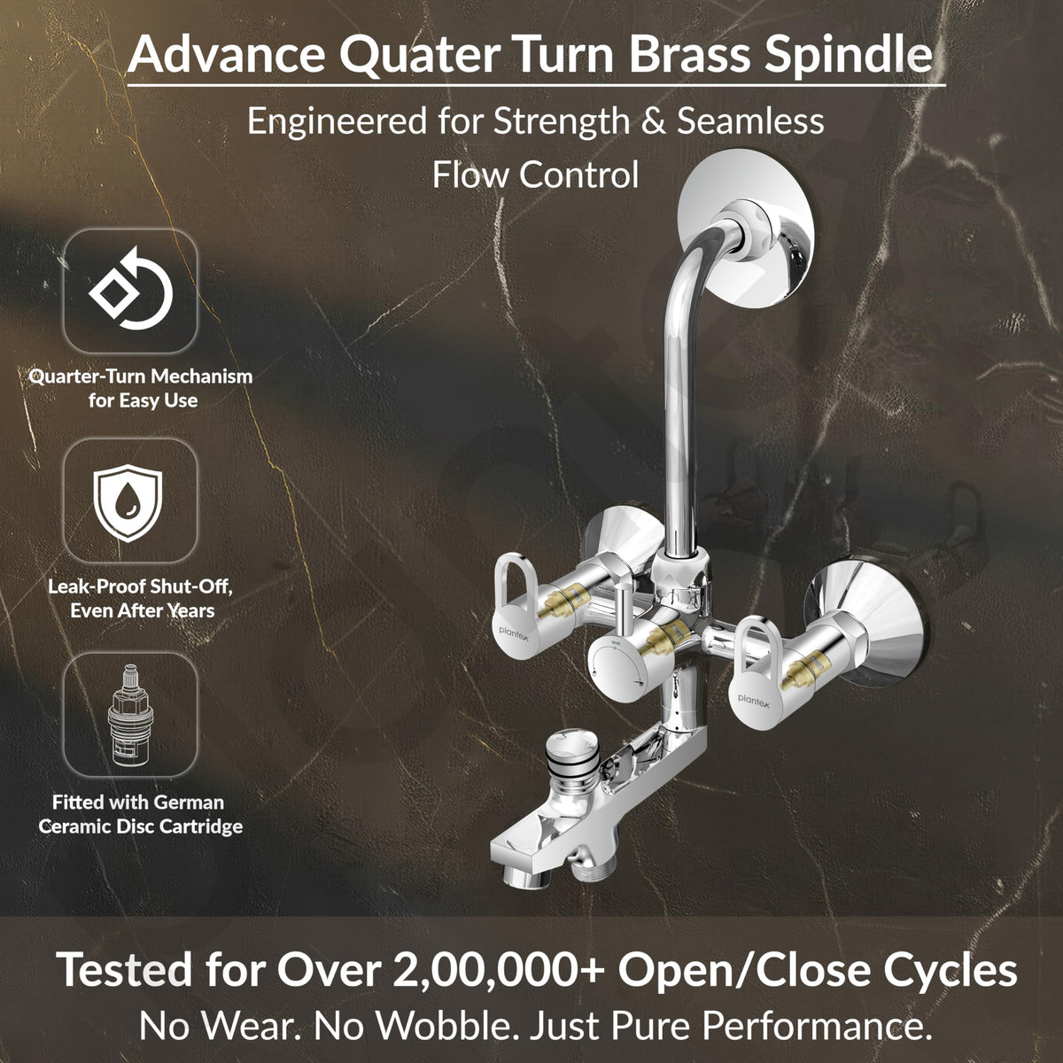 Plantex Brass Wall Mixer for Bathroom 3 in 1/L-Bend Connector for Overhead/Hand Shower/Spout Mixer Tap/Mixture Tap for Bathroom with 7-Year Manufacturer's Warranty- (Flip, Chrome)-3
