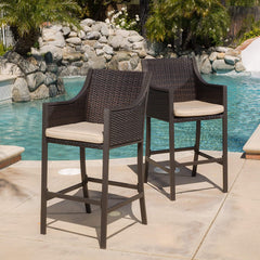 Gastone Outdoor Patio Bar Chair 2 Chairs For Balcony (Brown)
