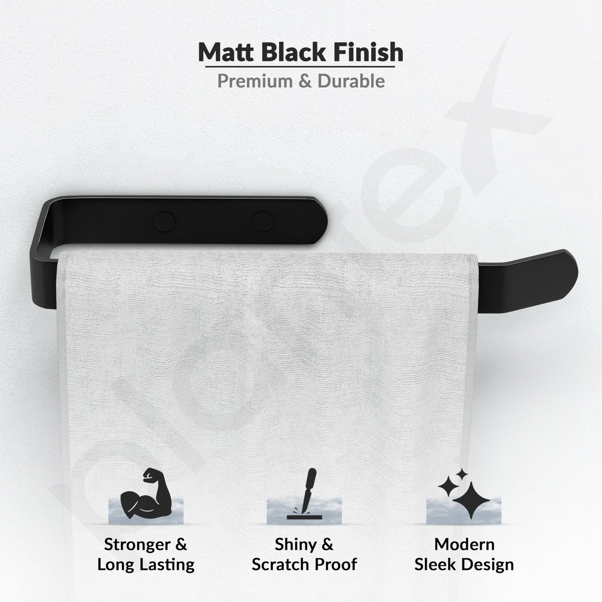 Plantex Space Aluminium Napkin Holder for Wash Basin/Towel Hanger for Bathroom/Towel Rings for Bathroom/Bathroom Accessories (Black - Powder Coated)-2