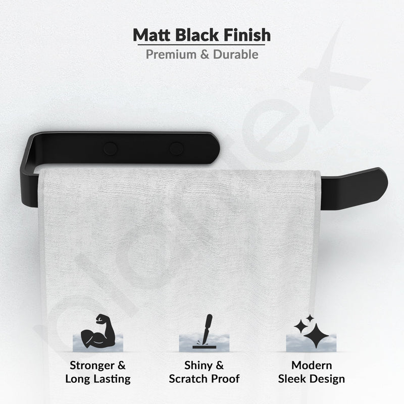 Plantex Space Aluminium Napkin Holder for Wash Basin/Towel Hanger for Bathroom/Towel Rings for Bathroom/Bathroom Accessories (Black - Powder Coated)-2