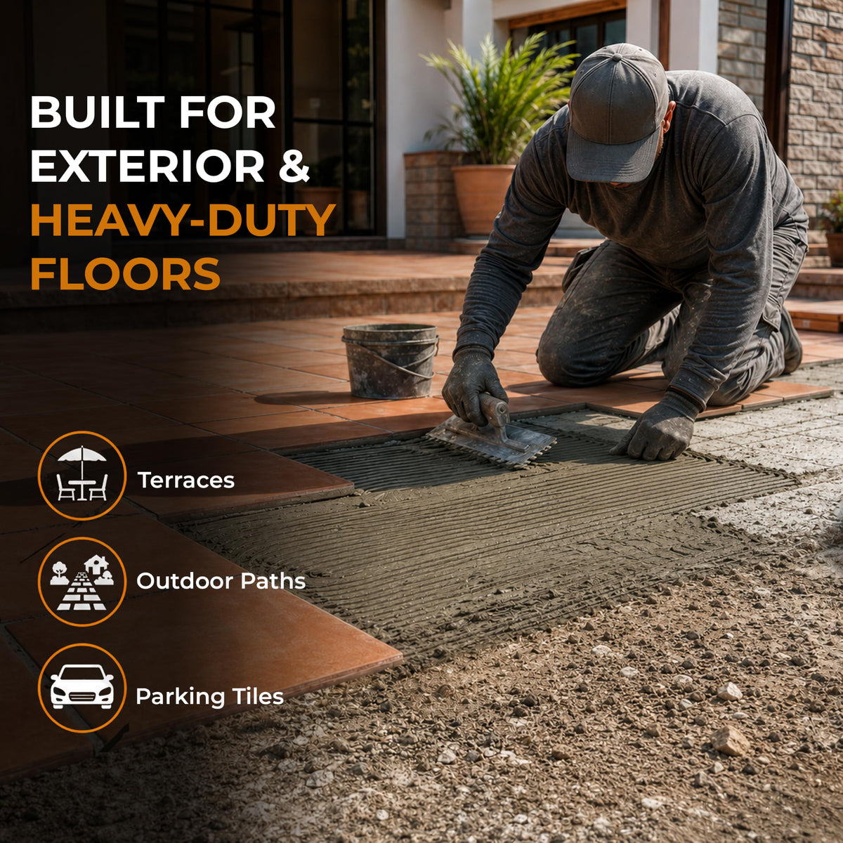 Plantex Lexora Tile Adhesive for Terracotta/Ceramic & Quarry Tiles/Polymer Modified Cement Adhesive for Floor & Wall Tiles Fixing/ Kitchen & Bathroom‚ Use - 20kg (LX-01, Grey)-3