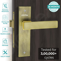 Plantex Heavy Duty Door Lock “ Bathroom Door Lock/Mortise 8inch Keyless Plate Handle Set for Home/Bathroom/Store Room/Balcony/Office with Baby Latch (8116, Brass Antique & Gold)-2