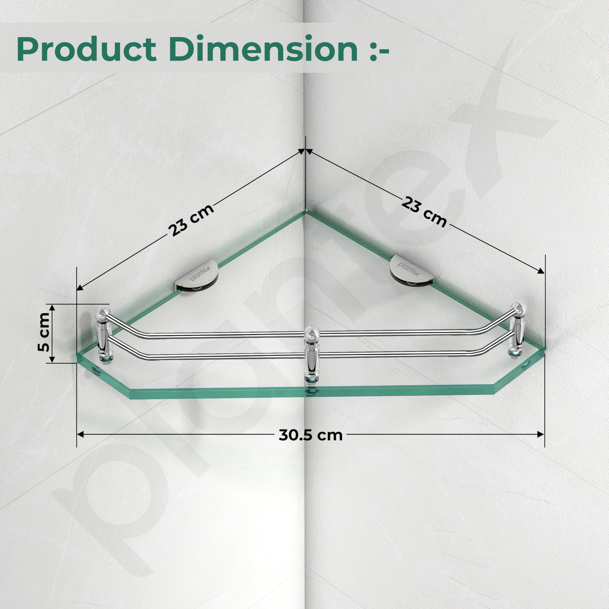 Plantex Diamond Glass Corner Shelf for Bathroom/Kitchen Glass Shelf/Bathroom Corner Shelf/Wall Storage Rack (9x9 Inches - Transparent - Pack of 1)-2