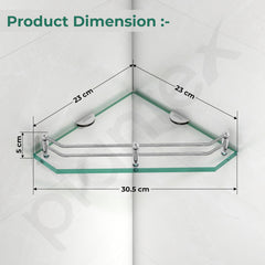 Plantex Diamond Glass Corner Shelf for Bathroom/Kitchen Glass Shelf/Bathroom Corner Shelf/Wall Storage Rack (9x9 Inches - Transparent - Pack of 1)-2