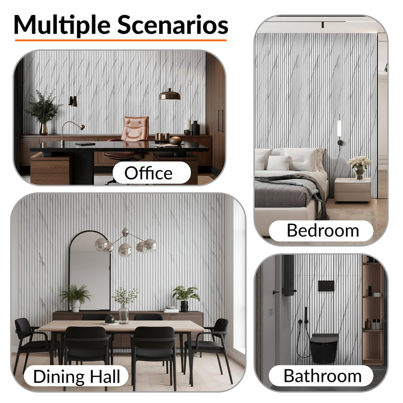 Plantex PVC Wall Panel/Louvers Panel for Wall/3d Wall Panel for Interior Wall Decor/Eco-Friendly Fluted Panel for Wall/- Pack of 3 Covers - 30 Sq.Ft (White & Black, 1ft x 10Ft)-6