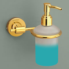 Plantex 304 Grade Stainless Steel Washroom Set of 2 - Toilet Paper Holder/Stand/Liquid Soap Dispenser - Daizy (Golden)-4