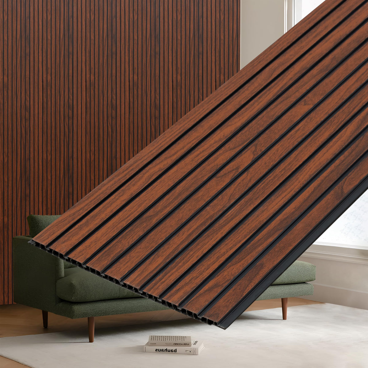 Plantex PVC Wall Panel/Louvers Panel for Wall/3d Wall Panel for Interior Wall Decor/Eco-Friendly Fluted Panel for Wall/- Pack of 7,Covers - 70 Sq. Ft (Teak Brown-12 Inch x 10 Ft)-1