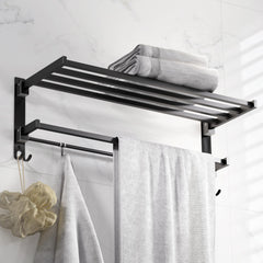 Plantex Towel Rack for Bathroom/Stainless Steel Towel Bar/24 Inch Towel Holder with Towel Rod/Bathroom Accessories - (Black) (Model APS-1902)-1