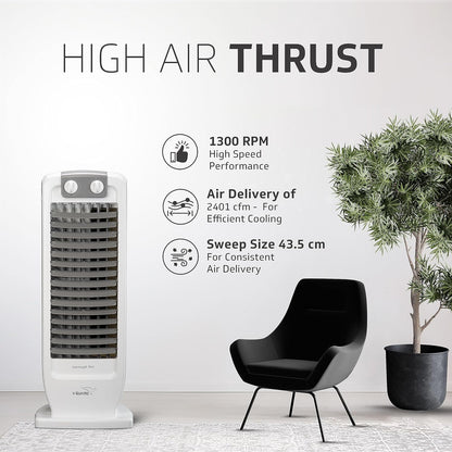 V-Guard Veemagik Neo 17 (43.5cm) Tower Fan | 1300 RPM | 2401 CFM Air Flow | (Grey White) | 18-Months Warranty