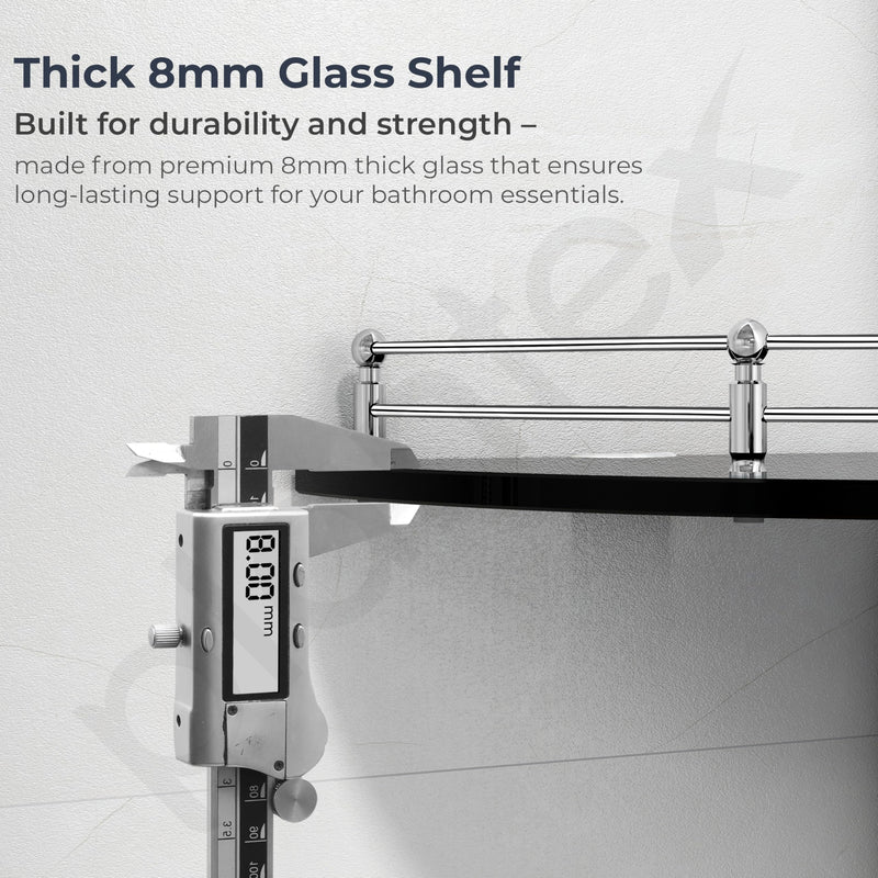 Plantex Glass Corner Shelf for Bathroom/Bathroom Glass Shelf/Bathroom Corner Shelf/Corner Shelf for Kitchen (Black-9x9 Inches-Pack of 3)-4