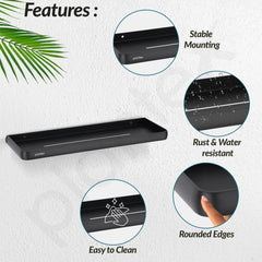 Plantex Shelf for Bathroom/Self Adhesive Wall Shelves/No Drill Bathroom Organizer/18x5 inch Shelf for Home/Office/Hotel - Pack of 1 (1502, Black)-4