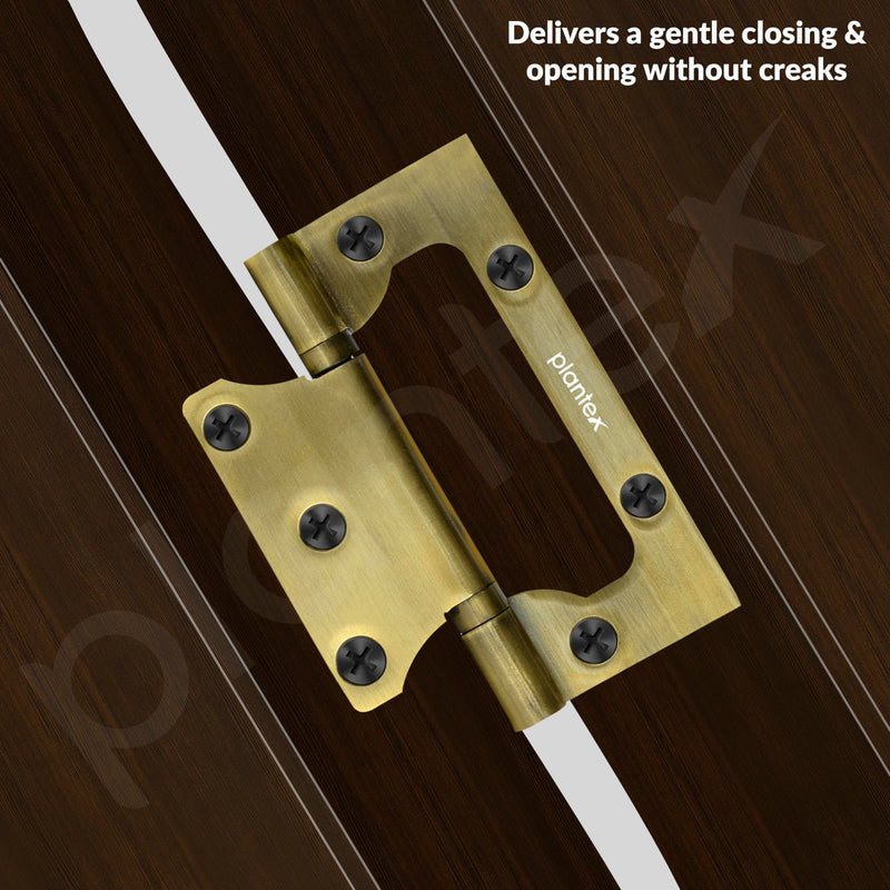 Plantex Stainless Steel Butterfly Hinges for Door/4 Inch x 14 Gauge Hinge/2.5 mm Door Hinge for Home/Office/Hotel/Non-Mortise Hinges - Pack of 1 (Brass Antique)-2